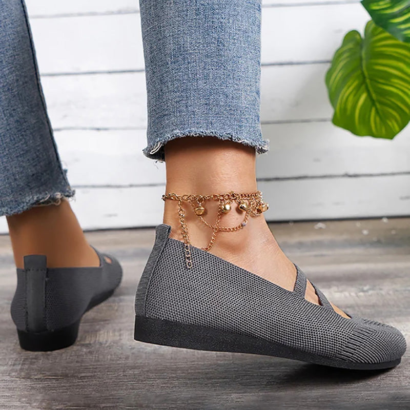 Flache Slipper mit Riemen Über Dem Spann und Flacher Sohle für Damen