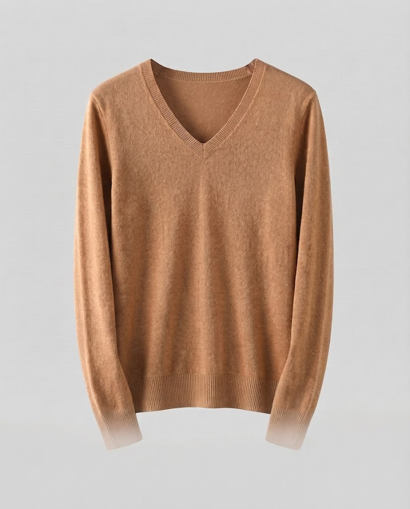 Damen Feinstrick V‑Ausschnittpullover in Kaschmir‑Optik mit schmaler Silhouette Shop Nory