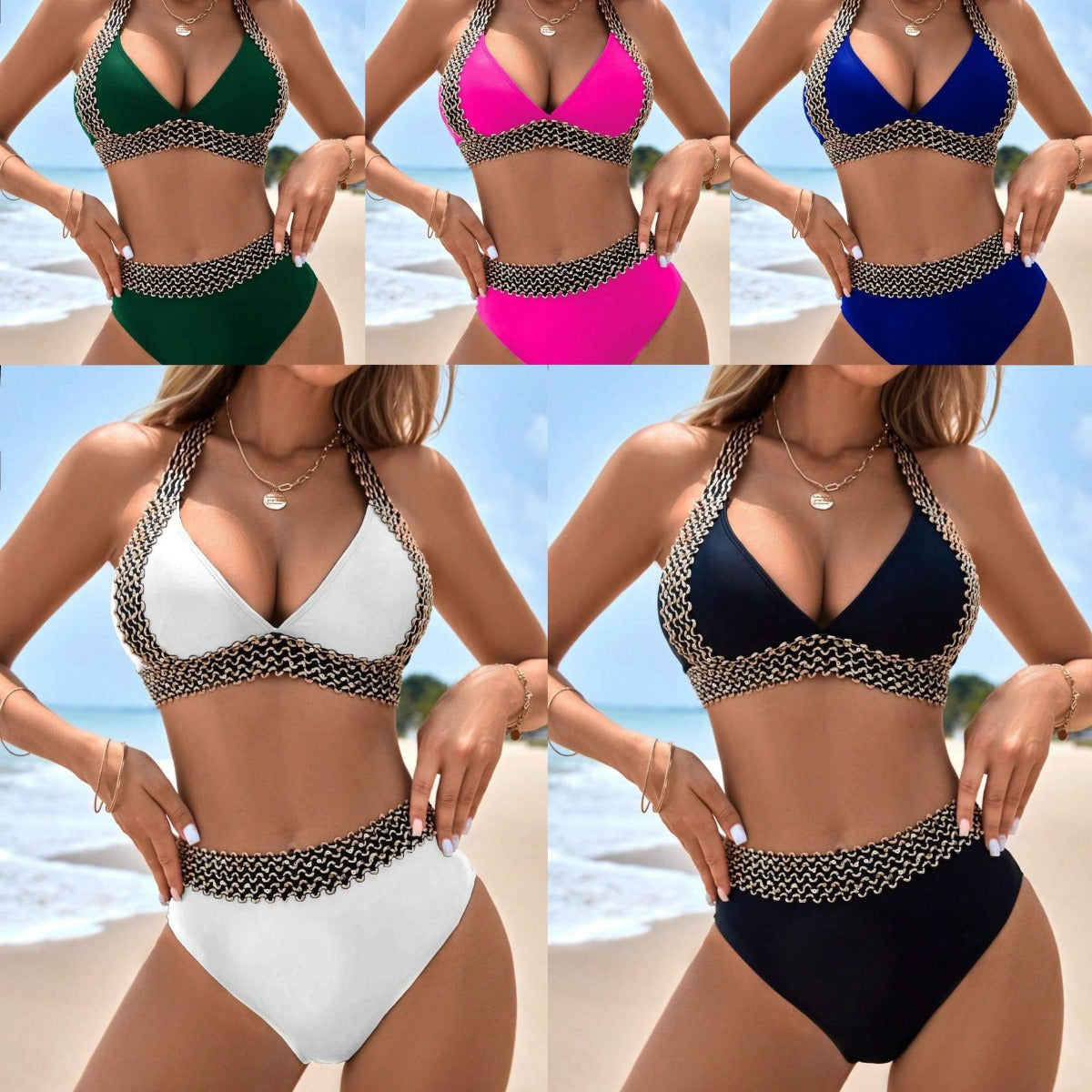 Schlanker, schnell trocknender Bikini mit geteilter Taille