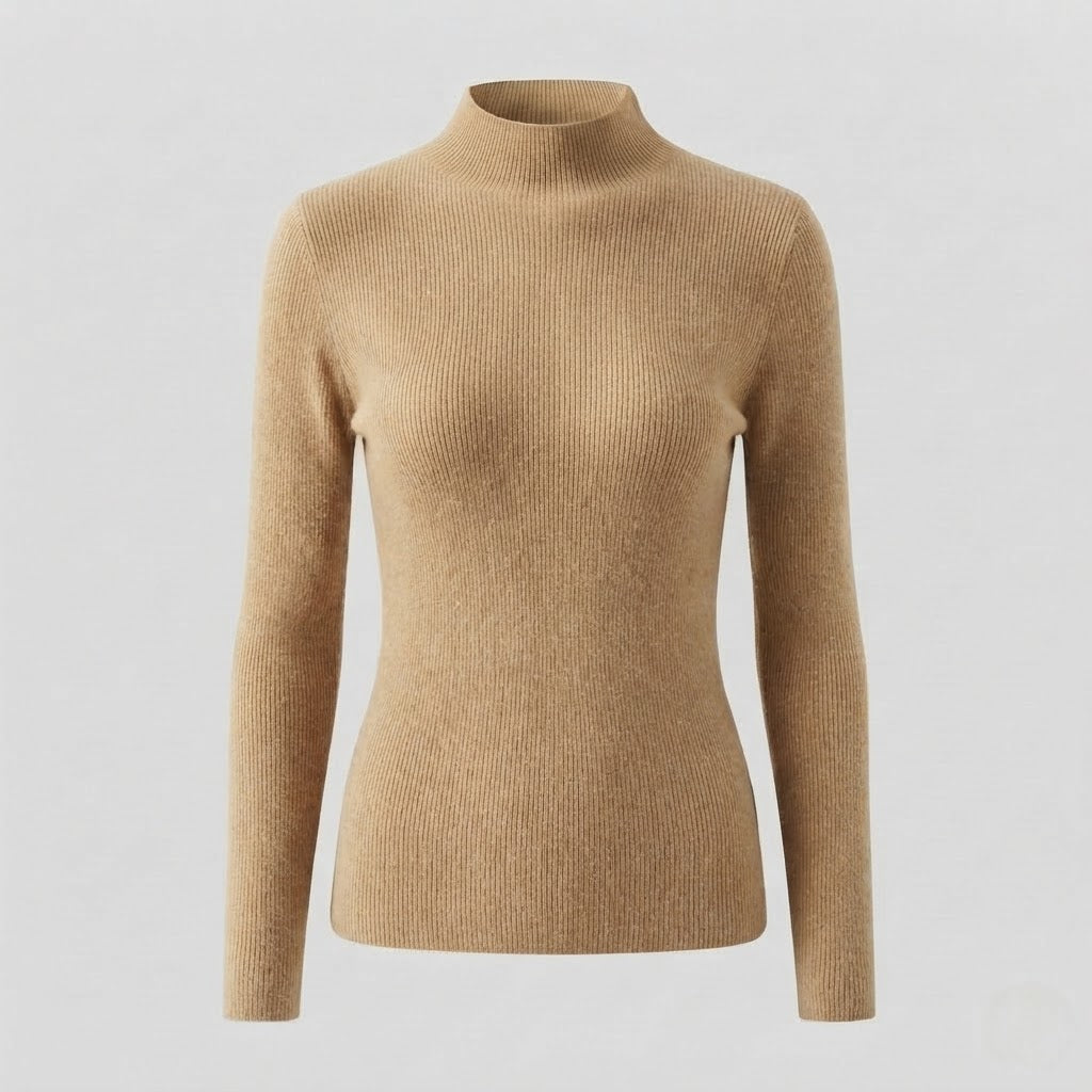 Damen Eleganter Slim-Fit Rollkragenpullover aus flauschigem Angora-Mix mit feiner Rippstruktur Shop Nory