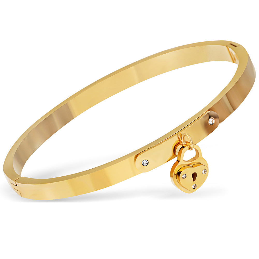 Damen Armreif aus hochwertigem Edelstahl mit herzförmigem Anhänger und Zirkonia Shop Nory