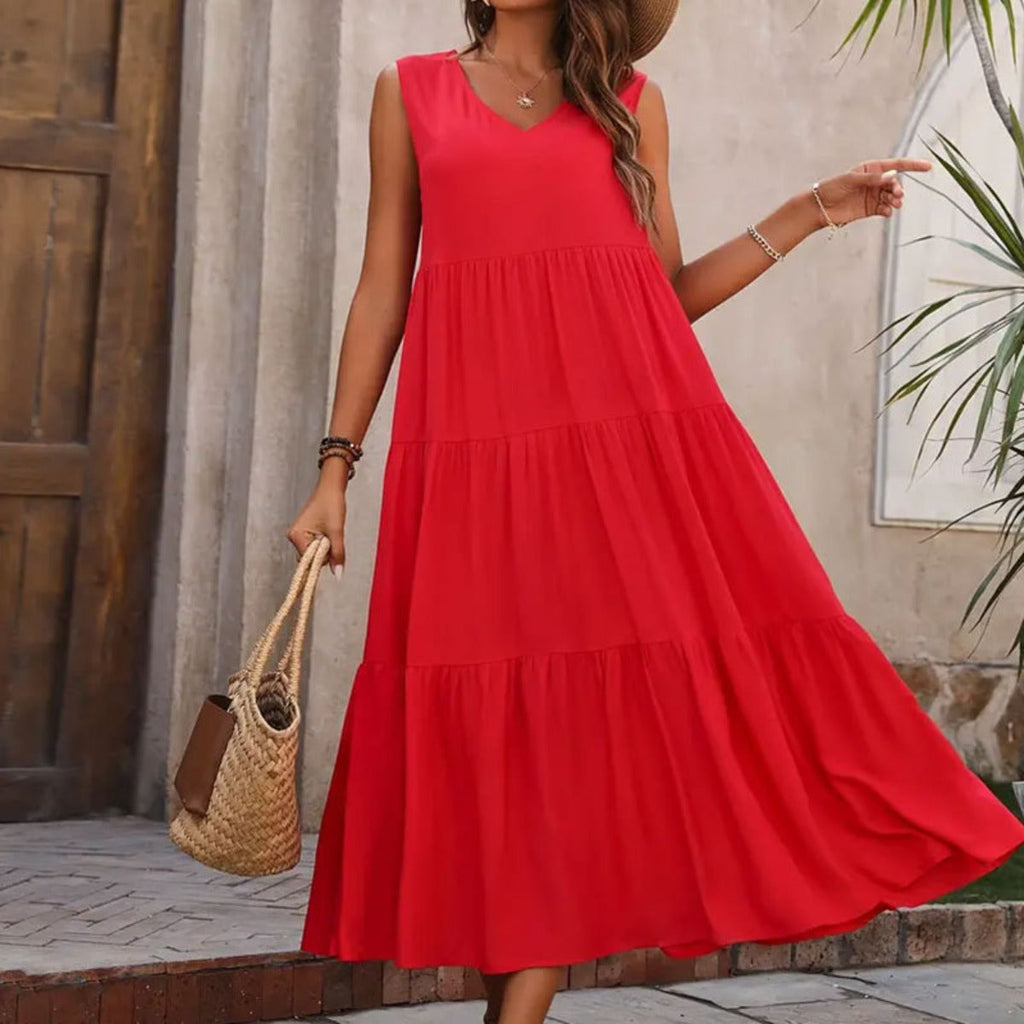 Spleißkleid mit V-Ausschnitt