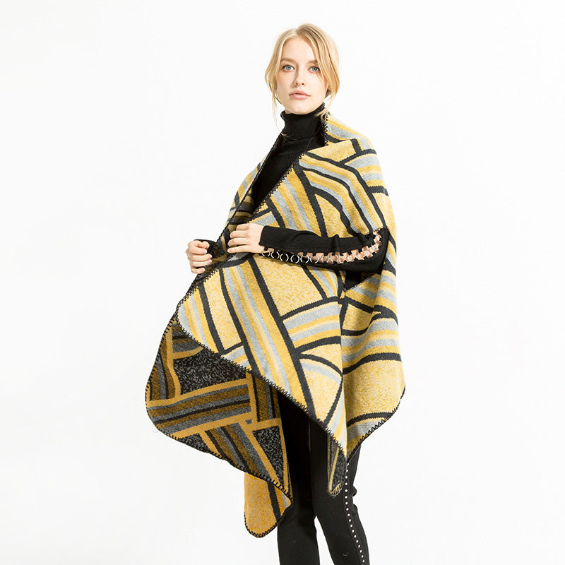 Damen Gewebter Jacquard-Überwurfschal im Oversize-Kimono-Fall Shop Nory