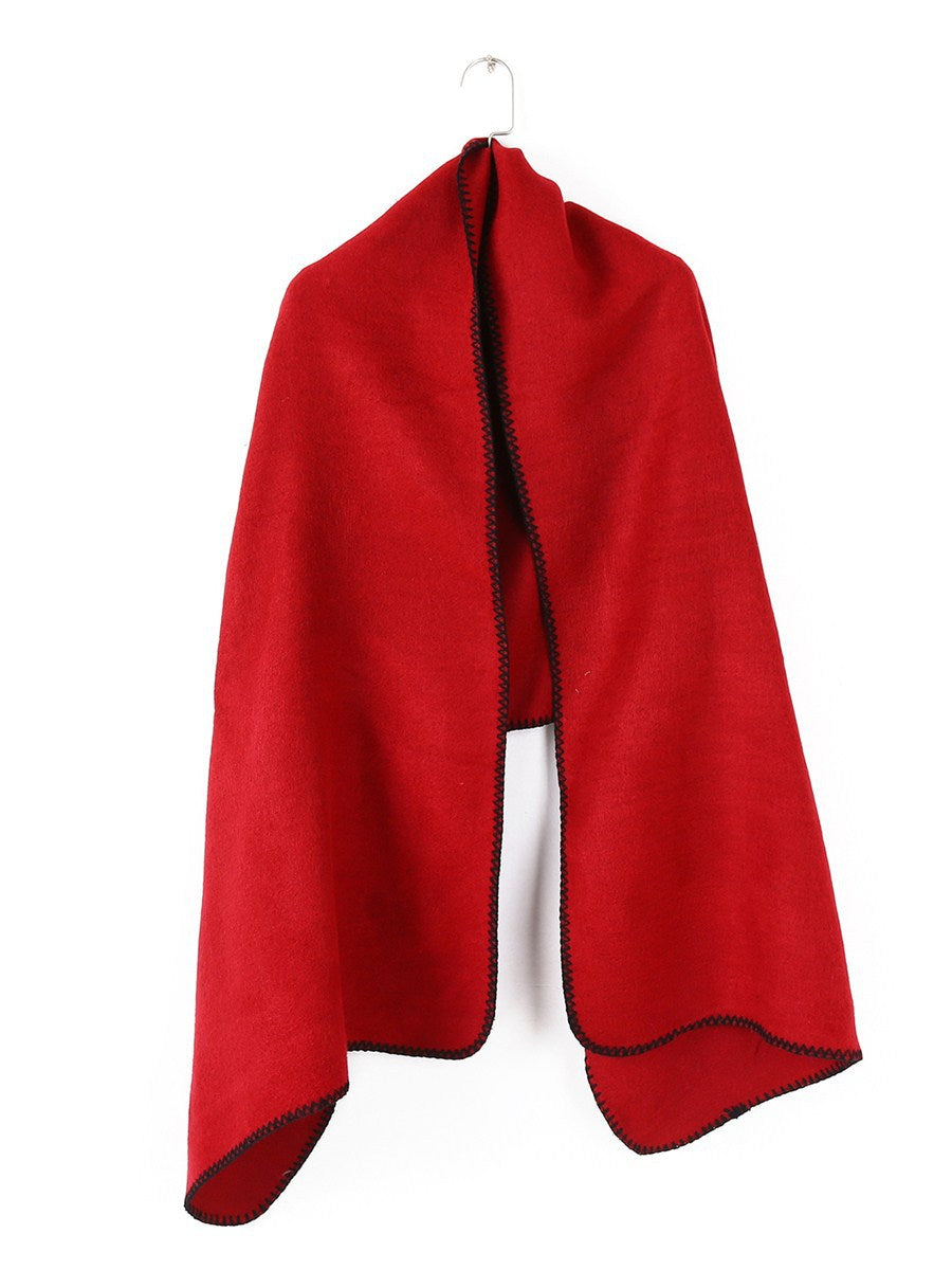 Damen Übergroßer Ruana-Poncho mit Armausschnitten und kontrastierender Kettelnaht Shop Nory