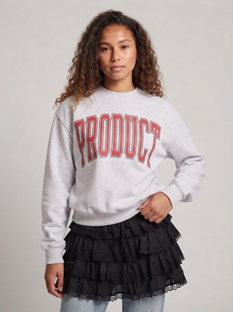 Damen College-Sweatshirt mit übergroßem Collegiate-Print und weichem Fleece Shop Nory