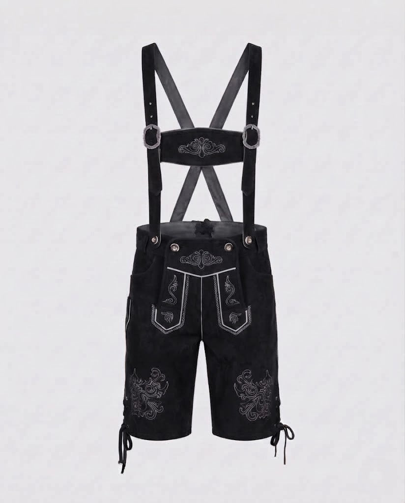 Herren Trachten Lederhosen mit dekorativen Riemen Shop Nory