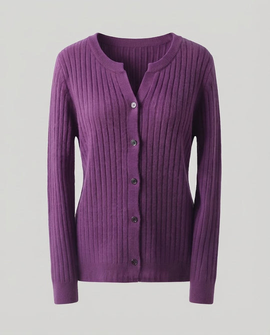 Damen Gestrickter Rippen-Cardigan mit dezentem V-Ausschnitt und Knopfleiste Shop Nory
