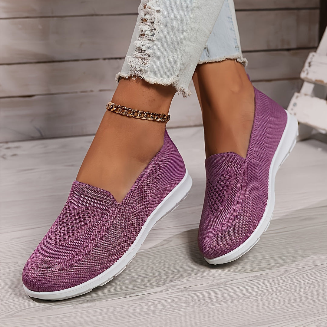 Einfarbige Gestrickte Sneaker Für Damen