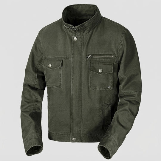 Herren Canvas-Outdoorjacke im Mechaniker-Look mit Stehkragen, Brustreißverschluss und Utility-Taschen Shop Nory