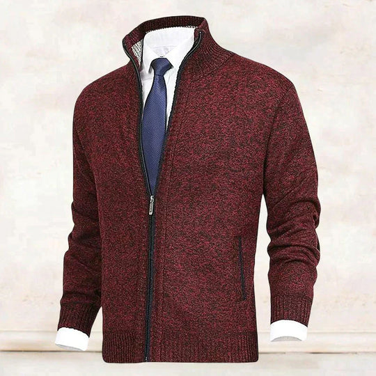 Strickjacke mit Stehkragen und Reißverschluss