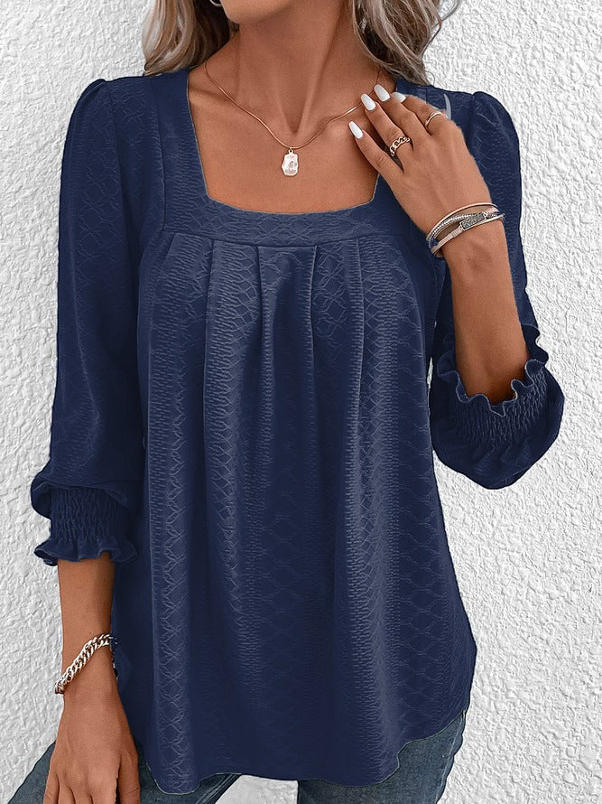 Baumwollbluse Mit Eckigem Ausschnitt