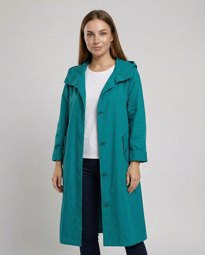 Bequemer Regen Trenchcoat Damen Kapuze | Heidi-Mode
