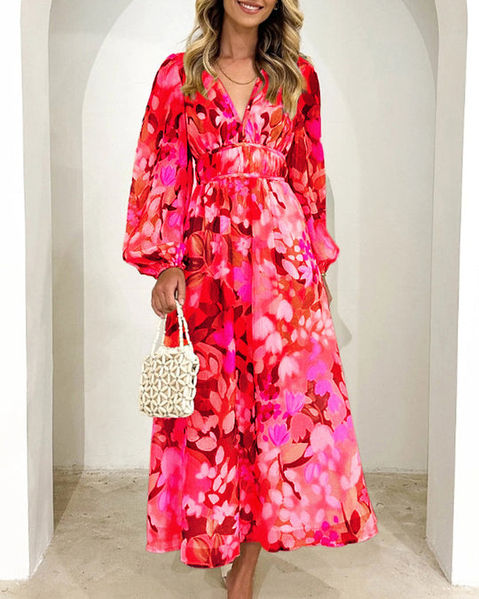 Boho Blumen Maxi Kleid