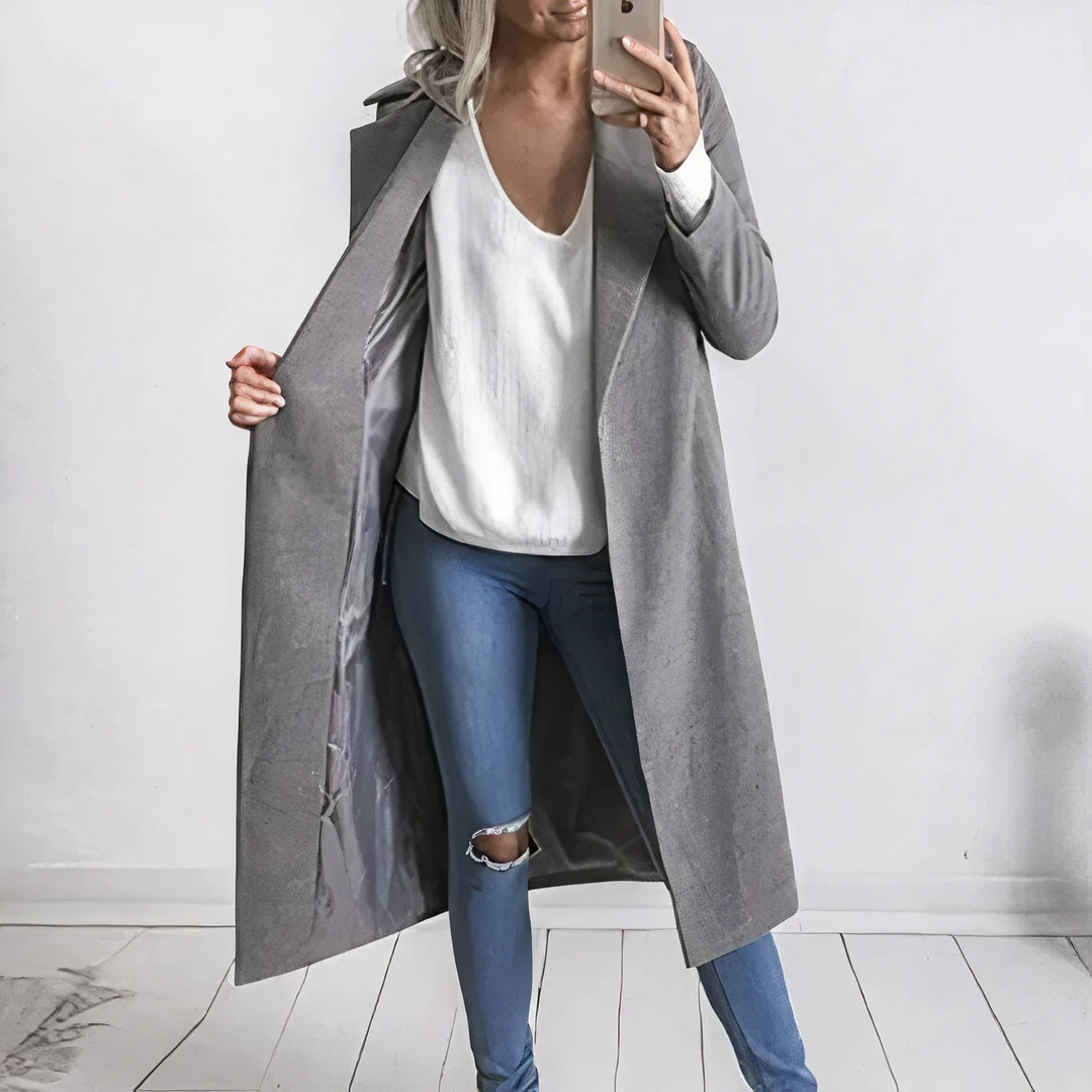 Mantel Damen Lange Trenchcoat