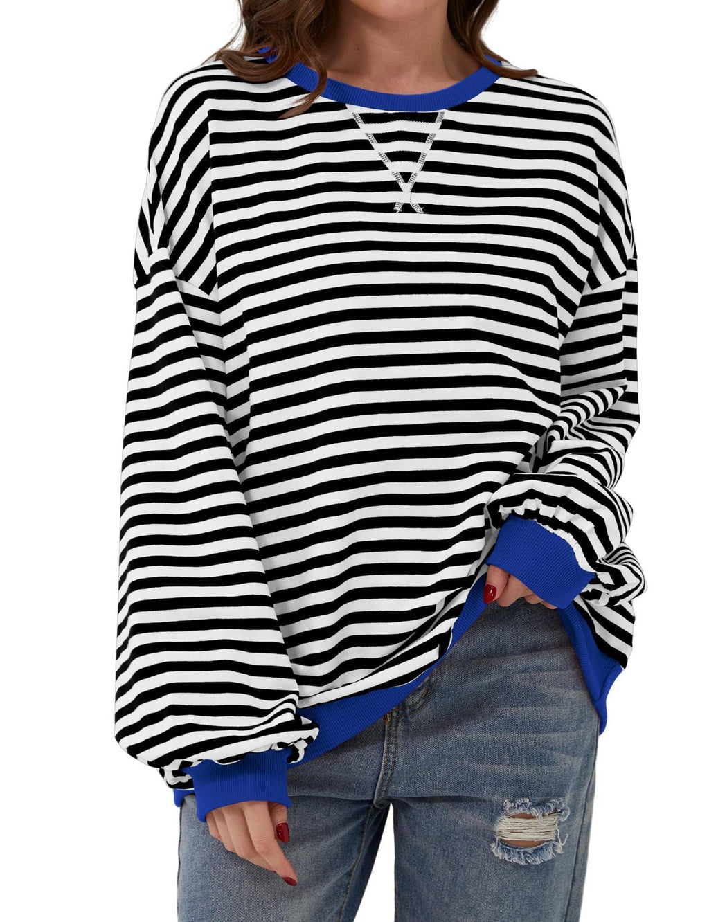 Eleganter, lockerer Damenpullover mit Streifen
