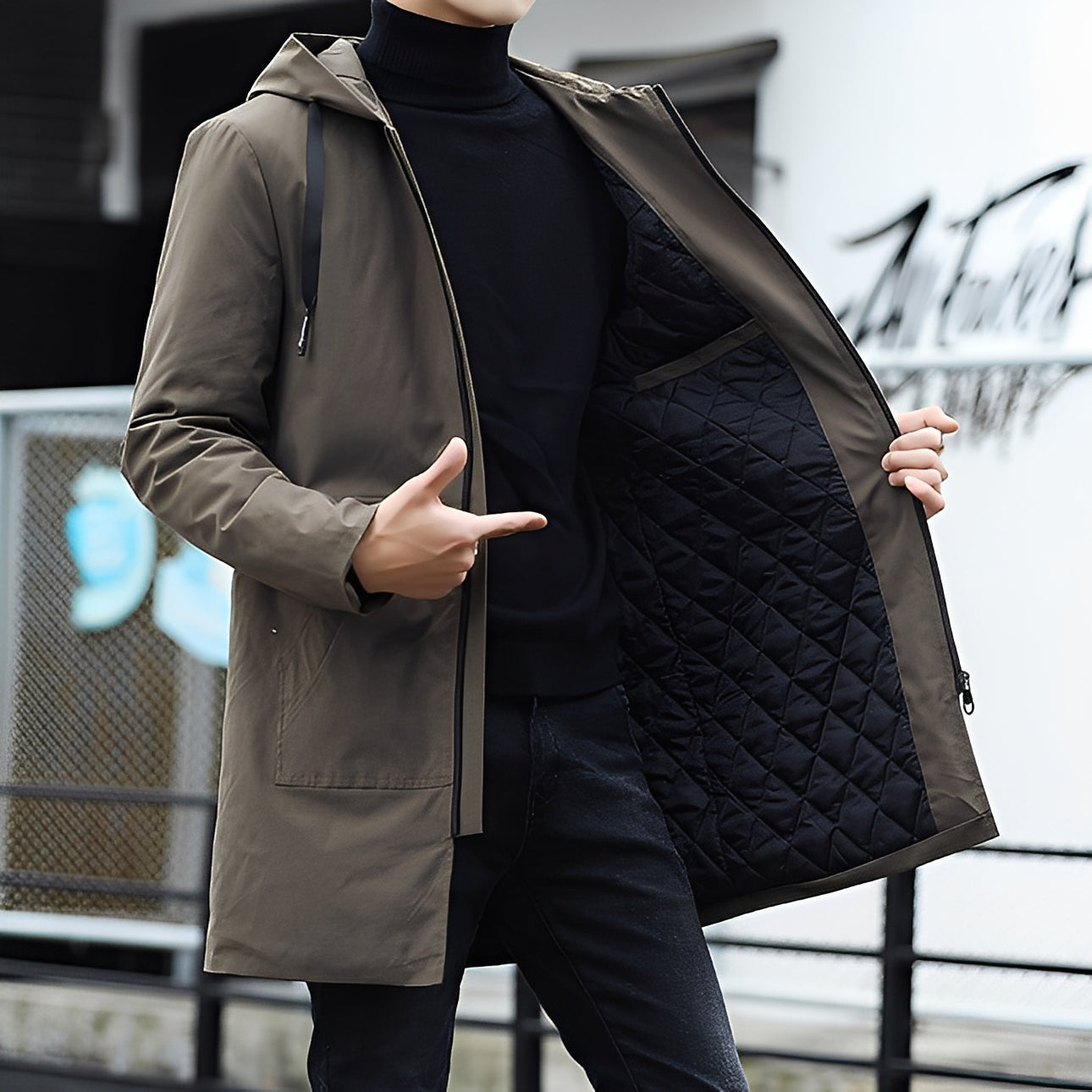 Lässige, dicke, wasserdichte Jacke mit Kapuze für Herren