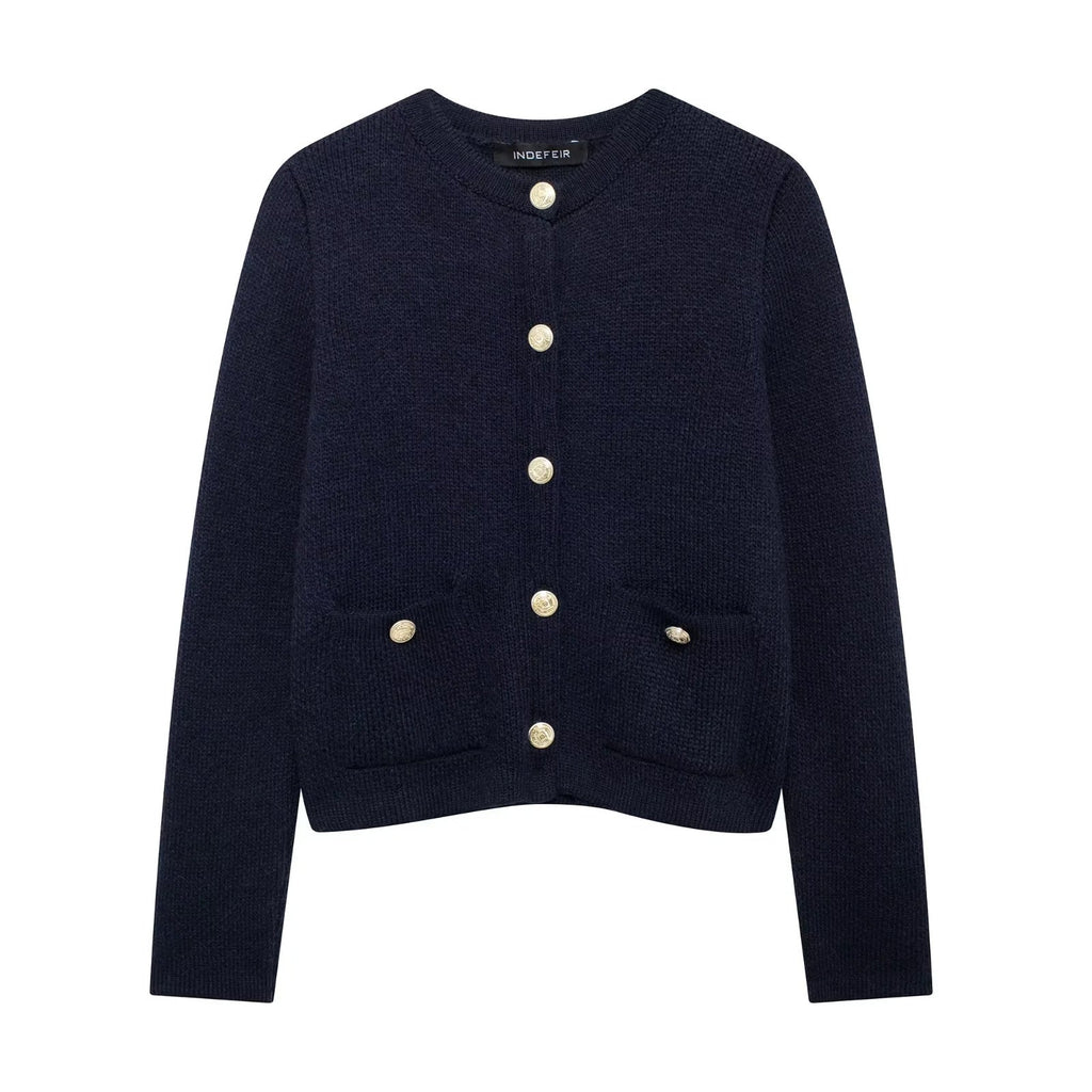 Lässiger Cardigan mit goldenem Knopfverschluss für Damen
