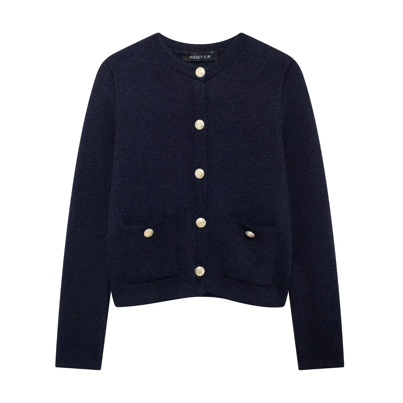Lässiger Cardigan mit goldenem Knopfverschluss für Damen