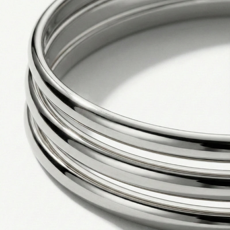 Damen Mehrreihiges Armreif-Set mit Polierter Oberfläche | Shop Nory