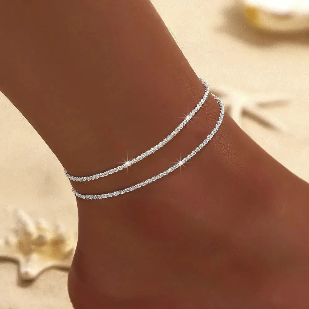 Chic Silber/Gold Doppel Fußkettchen