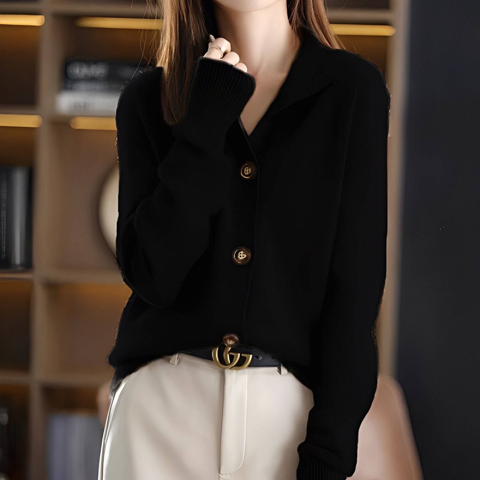 Eleganter, lässig geschnittener Cardigan mit Knöpfen für Frauen
