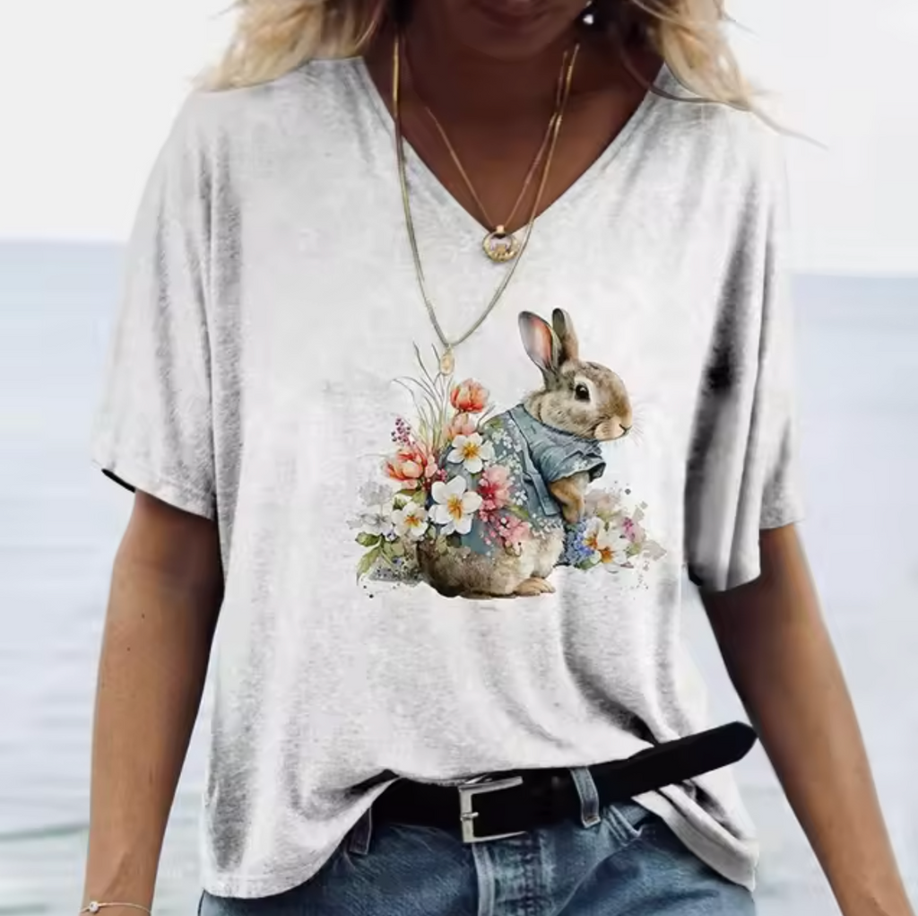 Weiße T-Shirts mit Hasenmotiven
