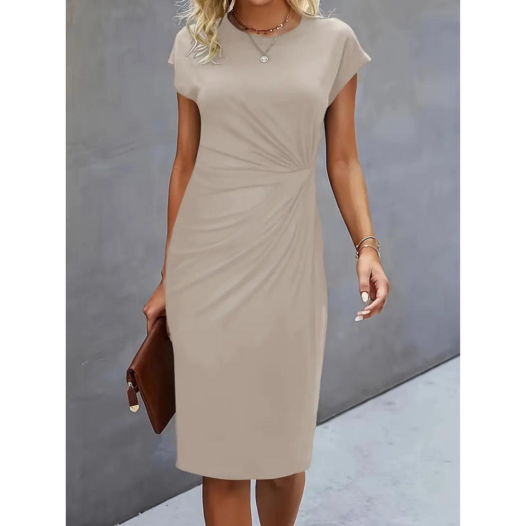 Damen Taillenakzent Stil Kleid Kurzärmlich