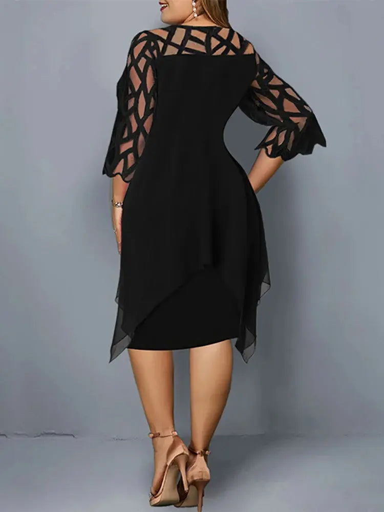 Elegantes Plus Size Spitzen Midi Kleid