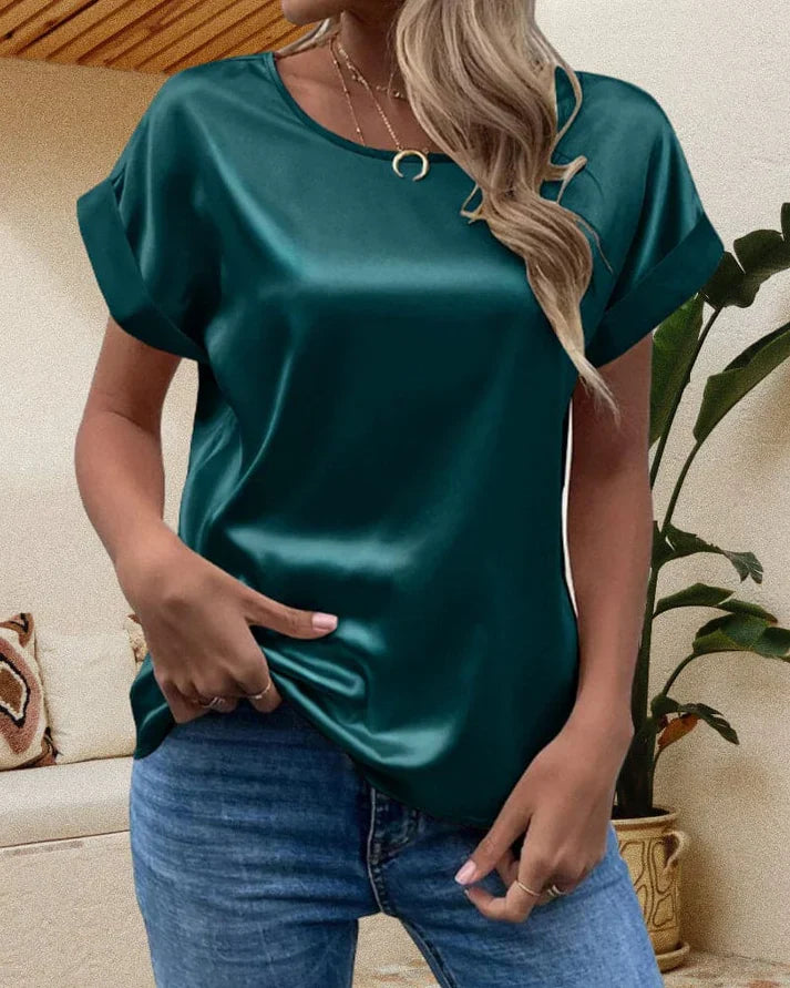 Glänzende Satin Freizeitbluse