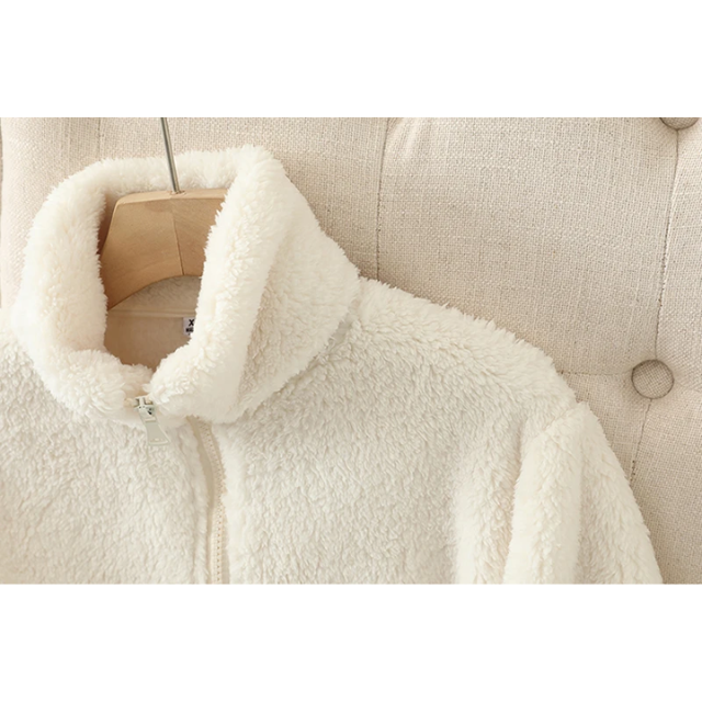 Weiche Sherpa Zip Up Hohe Kragenjacke, Fleeceweste