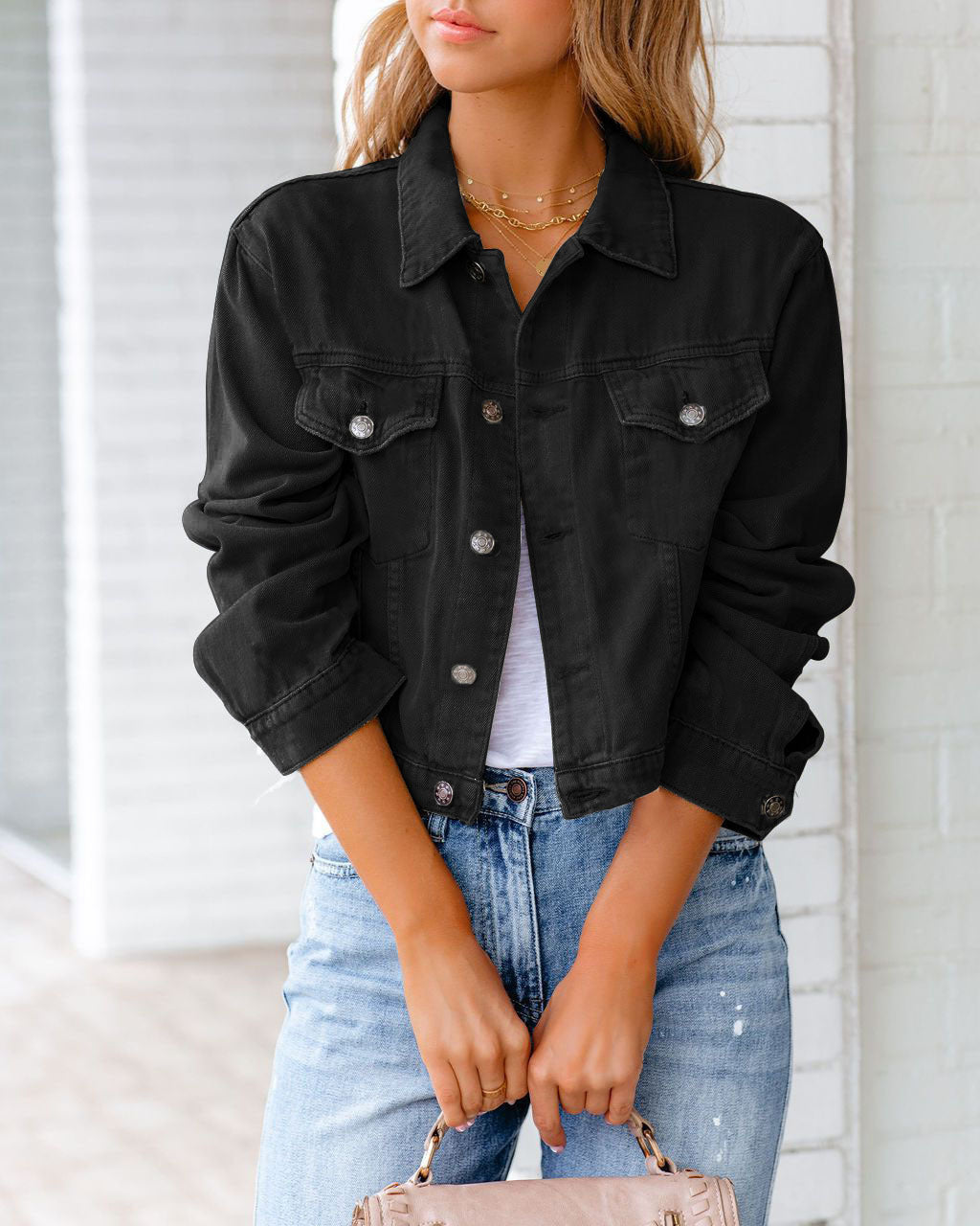 Lässige Jeansjacke mit Taschen für Damen
