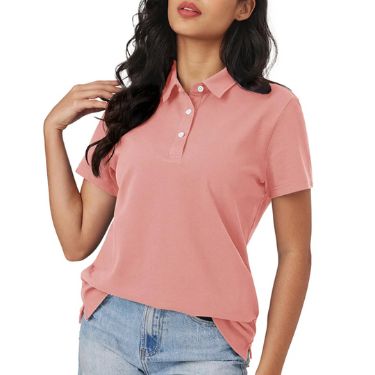 Blaue Seide Atmungsaktiv Leichtgewicht Damen Polo