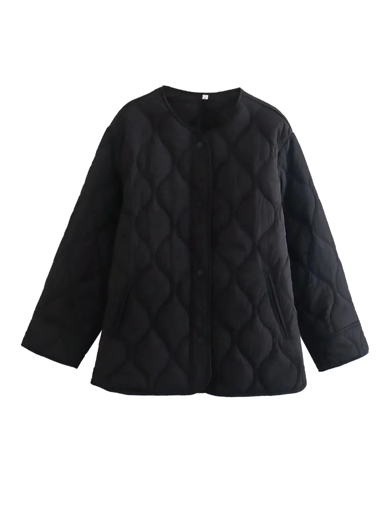 Gepolsterte Jacke Damen, Leichtes Übergröße Modell mit Taschen, Knopfverschluss