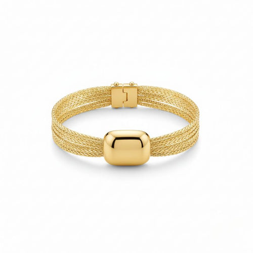 Damen Geflochtenes Armband mit Glattem Mittelteil in Silberoptik | Shop Nory
