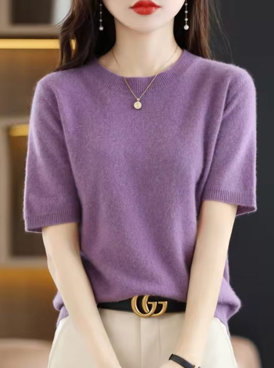 Kurzärmliger Wollpullover