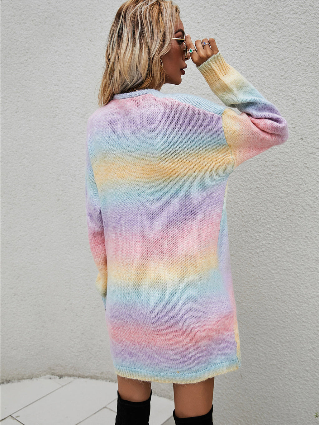 Engel Flügel Vollgröße Gefütterte Offene Vorderansicht Gradient Cardigan