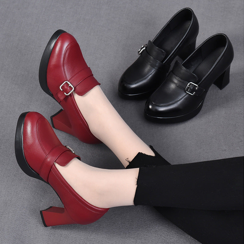 Vielseitige Stiefel mit Absatz aus Leder Shopnory