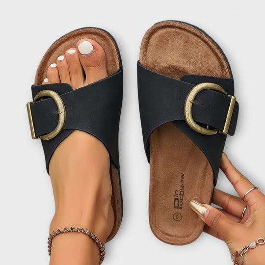 Stilvolle Schnallen Slide Sandalen