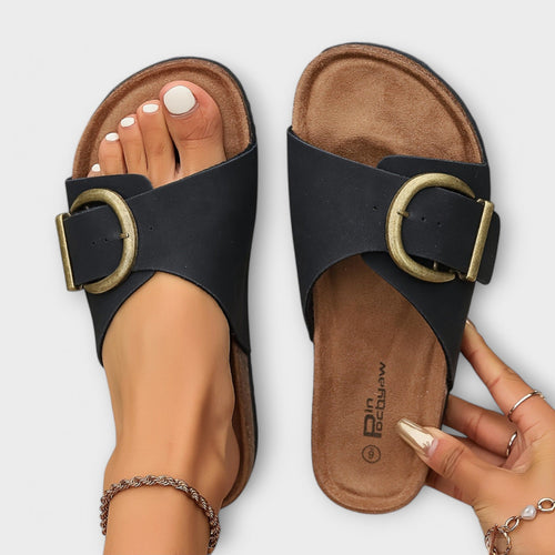 Stilvolle Schnallen Slide Sandalen