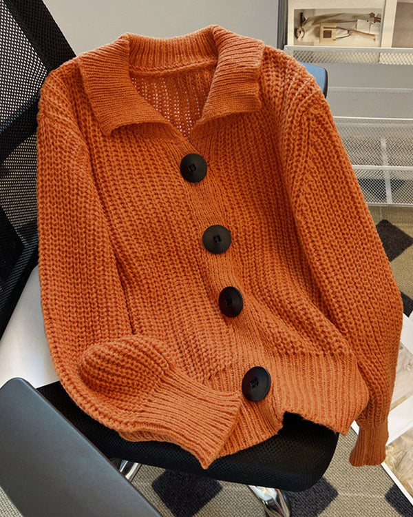 Strickjacke mit großen Knöpfen für Damen