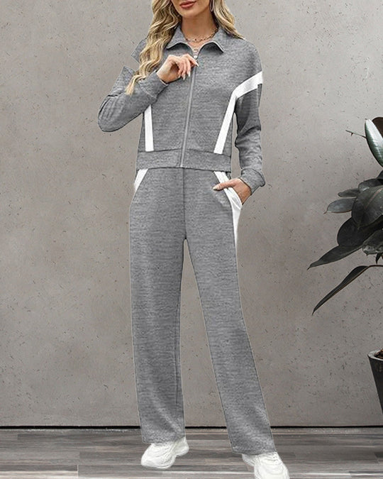 Satz mit Sporty Lässig Stil Merkmalen Von Jacke und Hosen