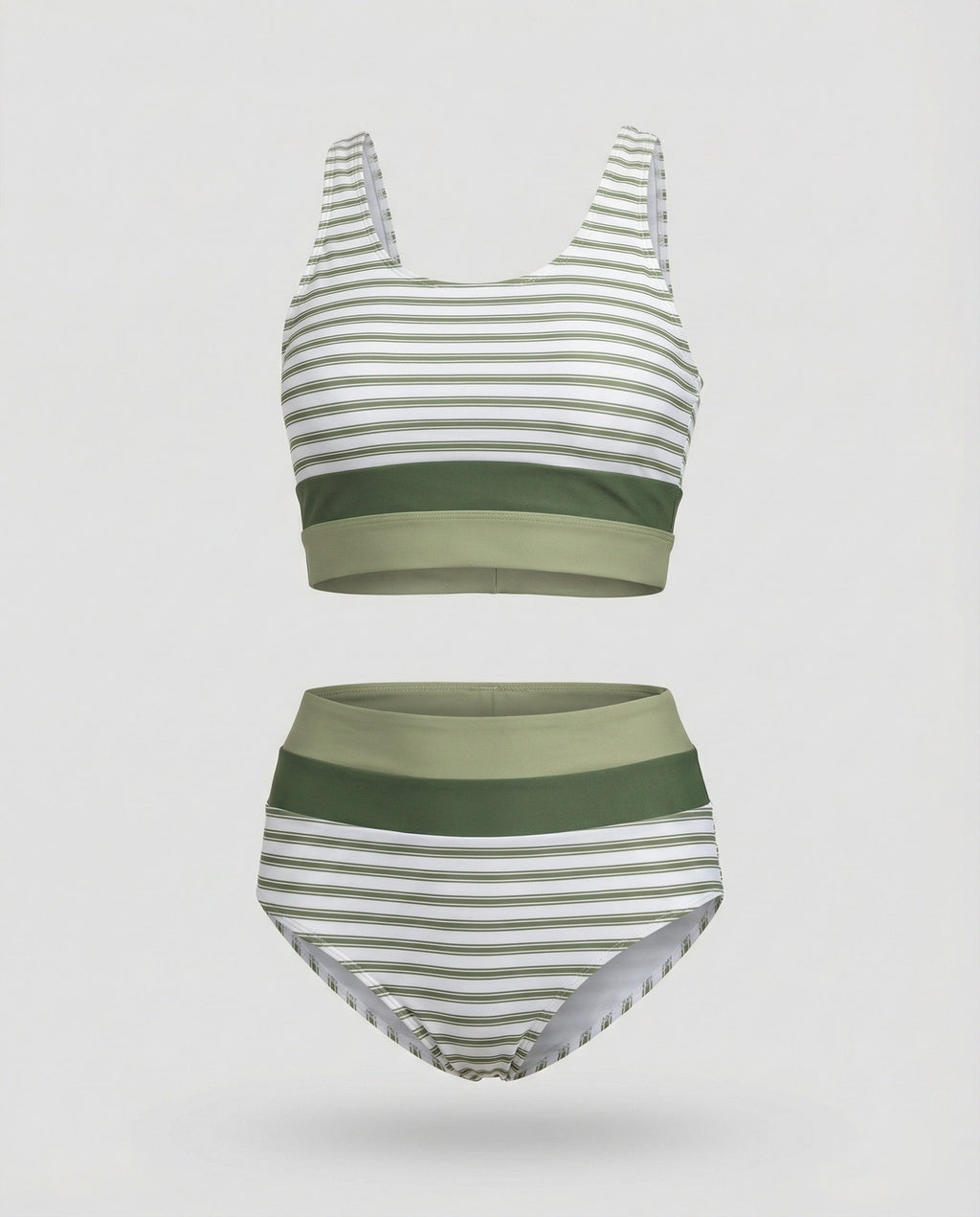Gestreiftes Reißverschluss-Rücken Schick Bikini Set