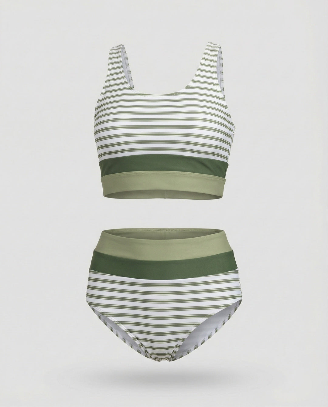Gestreiftes Reißverschluss-Rücken Schick Bikini Set