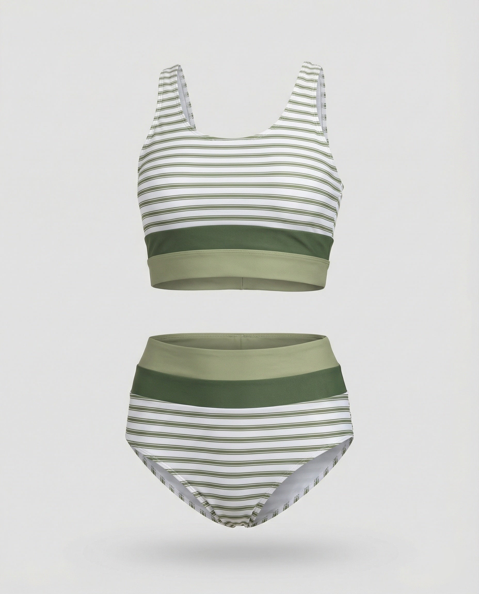 Gestreiftes Reißverschluss-Rücken Schick Bikini Set