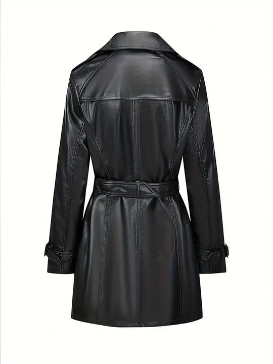 Shopnory | Trenchcoat - stilvolle lange schwarze Damenjacke