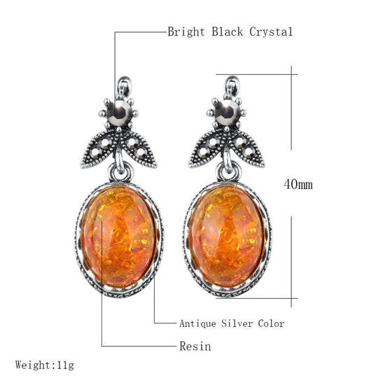 Retro Blumenohrringe mit Bernstein - Nora | Shop Nory