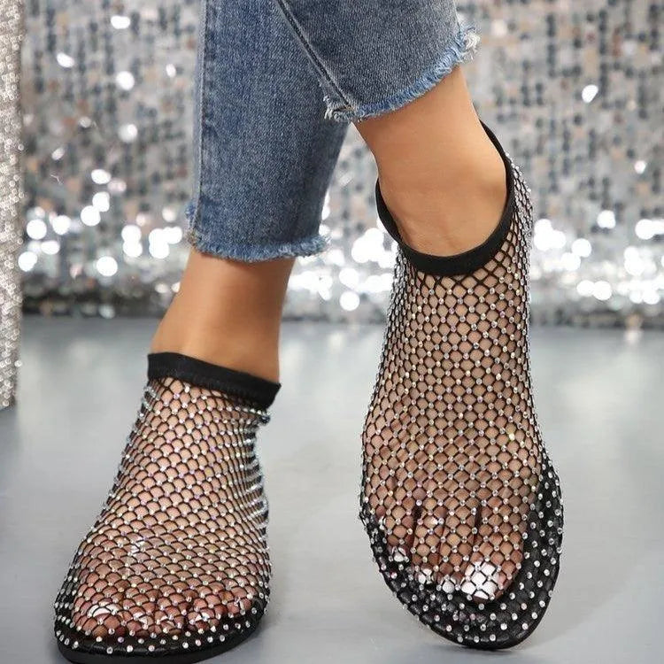 Flatsandalen mit Strass-Design