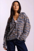Vintage Streifen Cardigan mit V-Ausschnitt