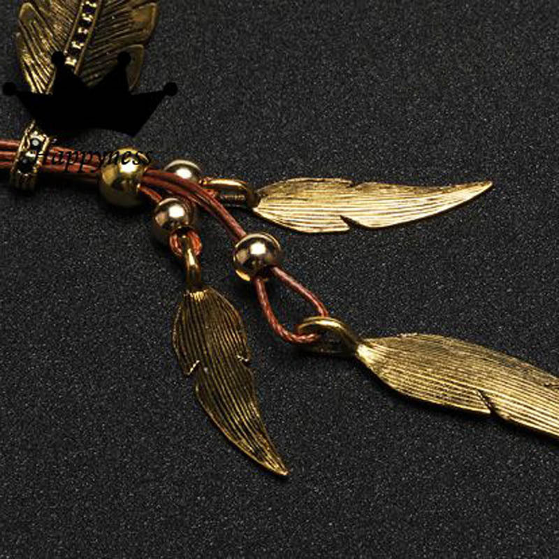 Goldene Feder Halskette Im Boho Stil