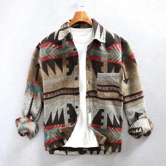 Südwestlicher Aztec-Druck Shirtjacke